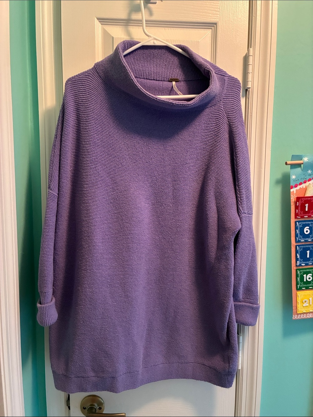 Free People Lilac Ribbed Cowl Neck Sweater
